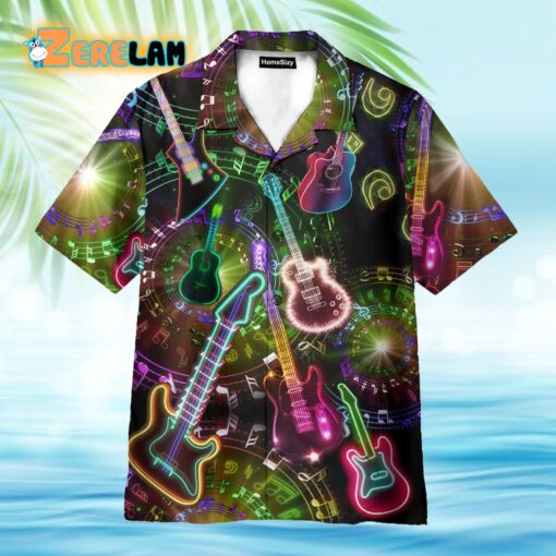 Colorful Neon Guitars Hawaiian Shirt