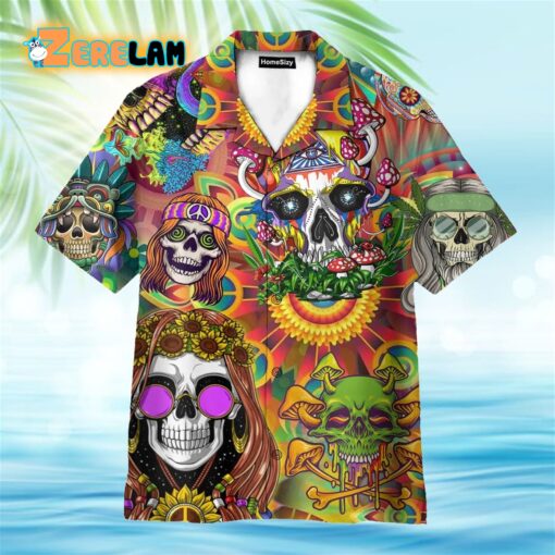 Colorful Skull Mushroom Hippie Hawaiian Shirt