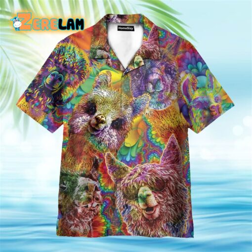 Colorful Llama Painting Hawaiian Shirt