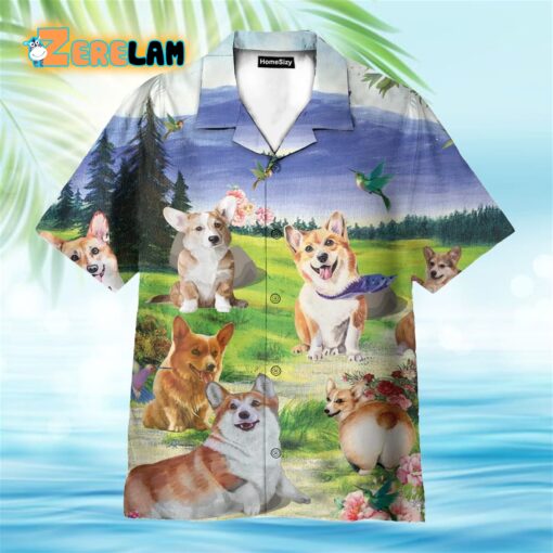 Corgi On The Valley Cute Dog Hawaiian Shirt