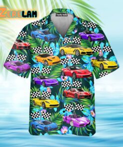 Corvette Car Colorful Tropical Hawaiian Shirt