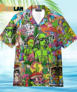 Couple Alien Smoking Weed Hippie Hawaiian Shirt