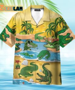Crocodile Alligator On The Beach Hawaiian Shirt