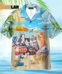 Cats On The Summer Beach Hawaiian Shirt