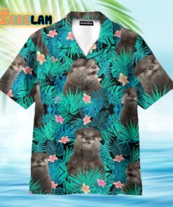 Cute Otter Tropical Leaves Pattern Hawaiian Shirt