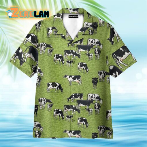 Dairy Cow On The Grass Field Hawaiian Shirt