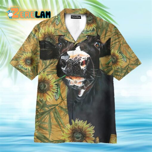 Dairy Cow Sunflower Funny Hawaiian Shirt