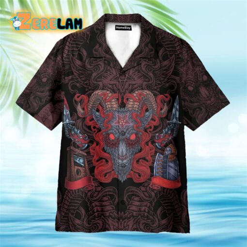 Demon With Skull Pentagram Satanic Hawaiian Shirt