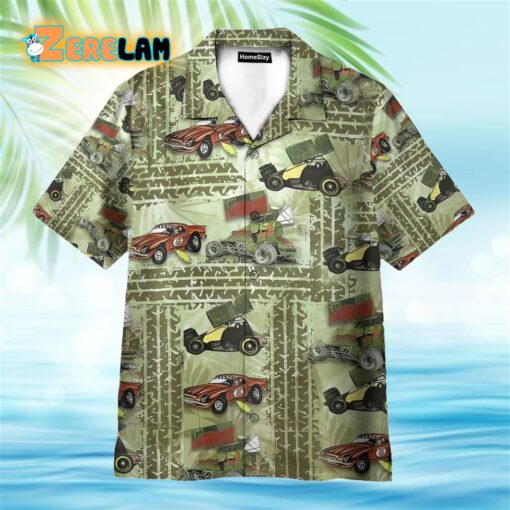 Dirt Track Racing Blue Hawaiian Shirt