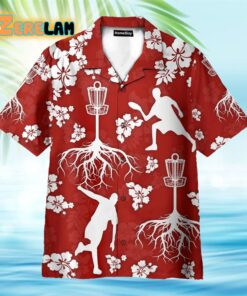 Disc Golf Tree Hibiscus Red Pattern Hawaiian Shirt
