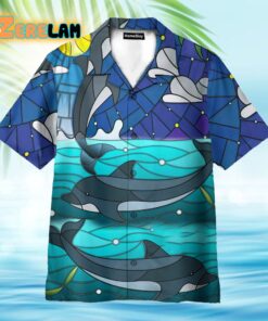 Dolphin Stained Glass Style Hawaiian Shirt