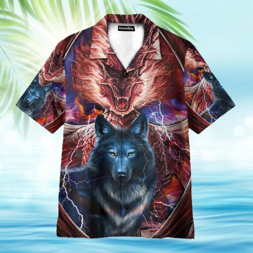 Dragon And Wolf Fantastic Hawaiian Shirt