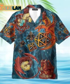 Dragon Playing Dice Blue Dungeons & Dragons Game Hawaiian Shirt