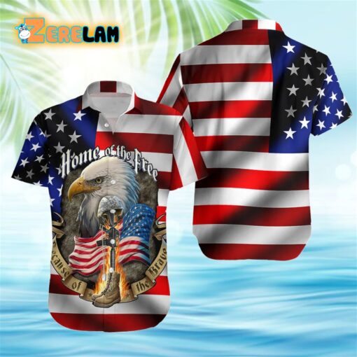 Eagle American Flag Home Of The Free Aloha Hawaiian Shirt