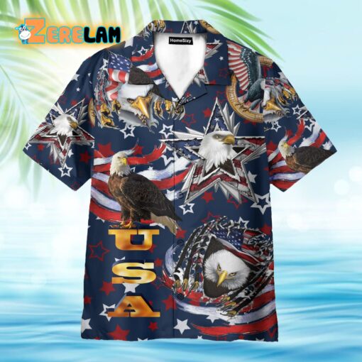 Eagle USA Flag 4th July Independence Day Hawaiian Shirt