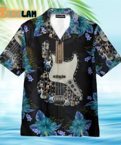 Electric Guitar Floral Tropical Pattern Hawaiian Shirt