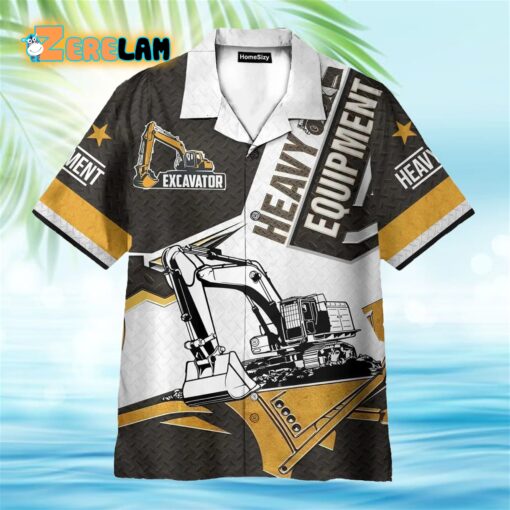 Excavator Heavy Equipment Hawaiian Shirt