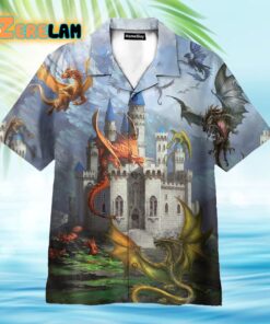 Fantasy Dragons On The Castle Hawaiian Shirt