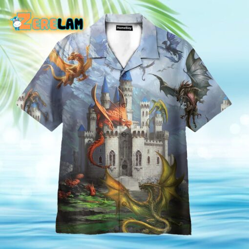 Fantasy Dragons On The Castle Hawaiian Shirt