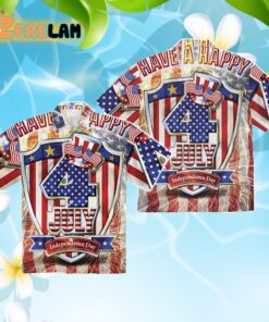 Firework Stripe Flag Hawaiian Shirt