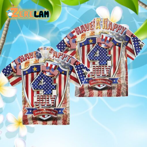 Firework Stripe Flag Hawaiian Shirt