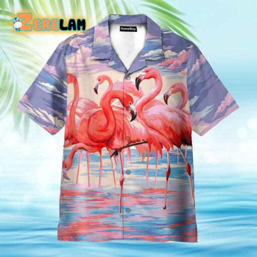 Flamingo Colorful Clouds Hawaiian Shirt