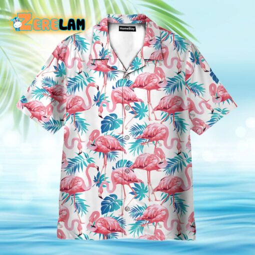 Flamingo Floral Tropical Leaves Pattern Hawaiian Shirt