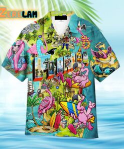 Flamingo Florida Beach Summer Party Colourful Aloha Hawaiian Shirt