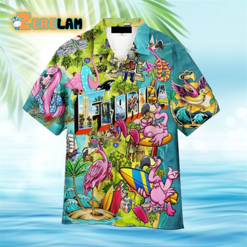 Flamingo Florida Beach Summer Party Colourful Aloha Hawaiian Shirt