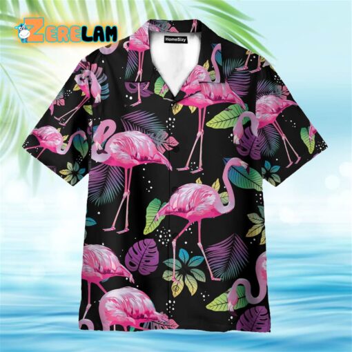 Flamingo Tropical Leaf Summer Hawaiian Shirt