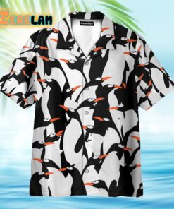 Funny Penguin Pattern Black White Hawaiian Shirt
