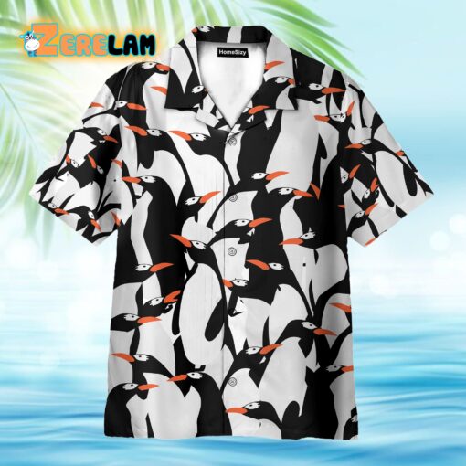 Funny Penguin Pattern Black White Hawaiian Shirt