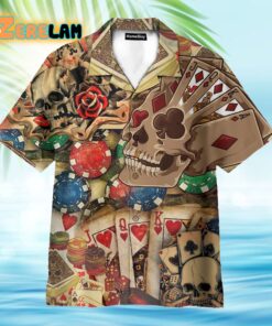 Gabling Poker Fire Skull Hawaiian Shirt