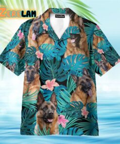 German Shepherd Dog Tropical Leaves Hawaiian Shirt