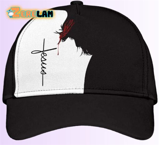 God Jesus Black and White Blood Style Hat