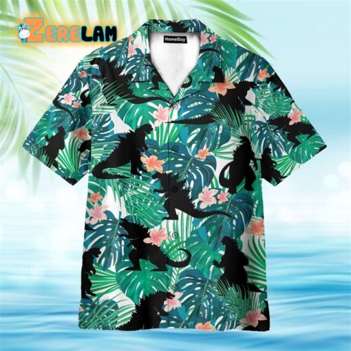 Godzillla Movies Tropical Leaves Pattern Hawaiian Shirt