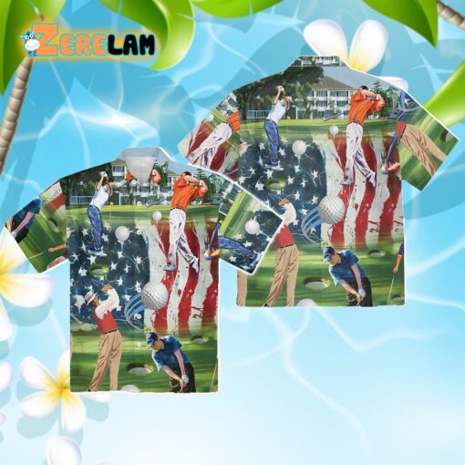 Patriotic Golf Independence Day American Flag Hawaiian Shirt