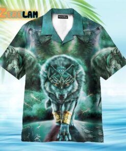 Green King Wolf Hawaiian Shirt