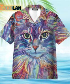 Hippie Colorful Cat Animal Hawaiian Shirt