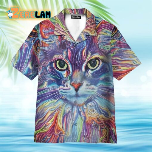 Hippie Colorful Cat Animal Hawaiian Shirt