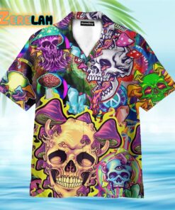 Hippie Mushroom Skull Trippy Hawaiian Shirt