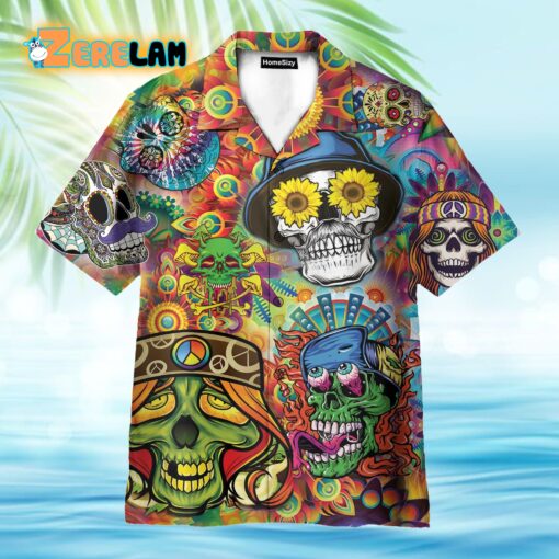 Hippie Skull Hawaiian Shirt