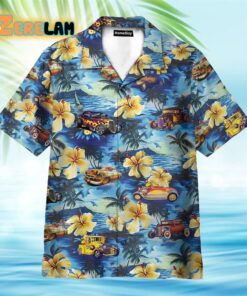 Hot Rod Car And Flowers Hawaiian Shirt