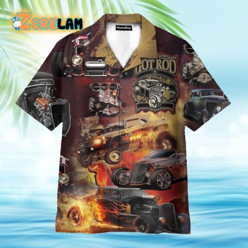 Hot Rod Car On Fire Hawaiian Shirt