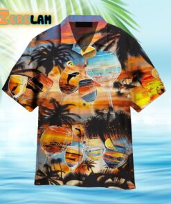 Time For Wine Glass Sunset Hawaiian Shirt