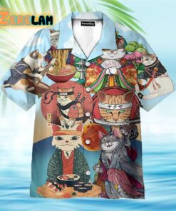 Japanese Neko Cat Funny Hawaiian Shirt