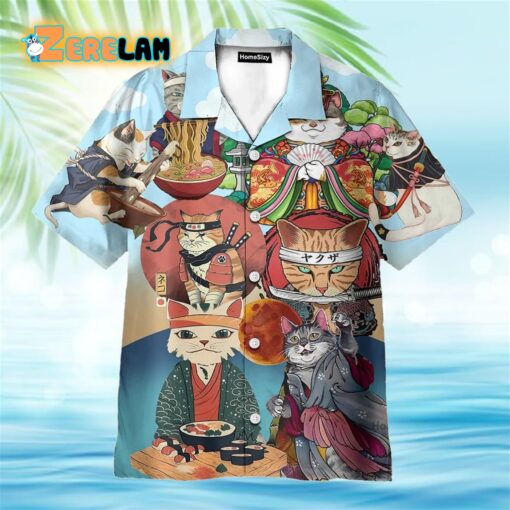 Japanese Neko Cat Funny Hawaiian Shirt