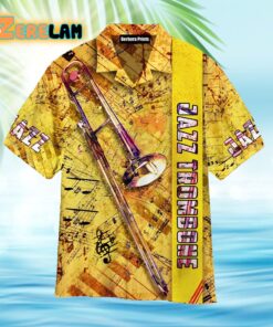 Jazz Trombone Yellow Aloha Hawaiian Shirt