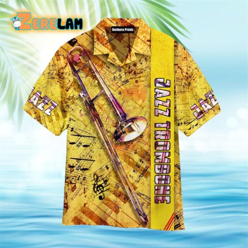 Jazz Trombone Yellow Aloha Hawaiian Shirt