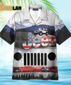 Jeep Camping Pattern American Flag Hawaiian Shirt